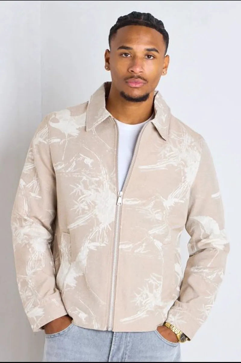 Beige jacket with printed pattern