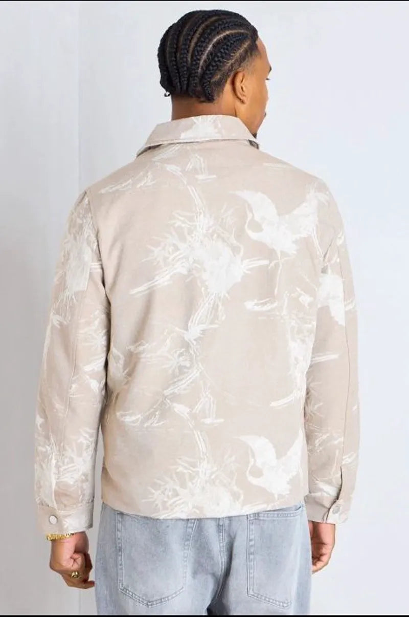 Beige jacket with printed pattern
