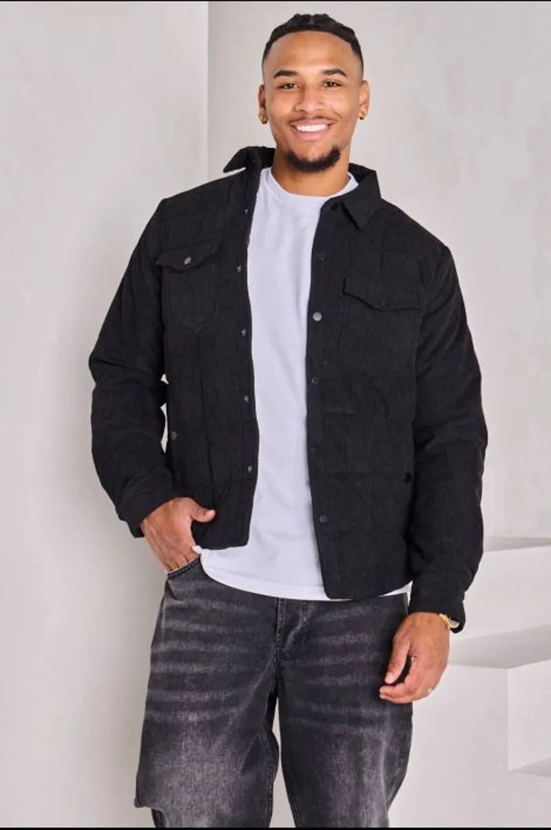 Black quilted and ribbed jacket