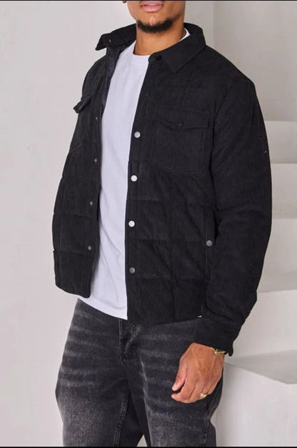 Black quilted and ribbed jacket