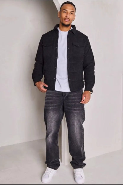 Black quilted and ribbed jacket
