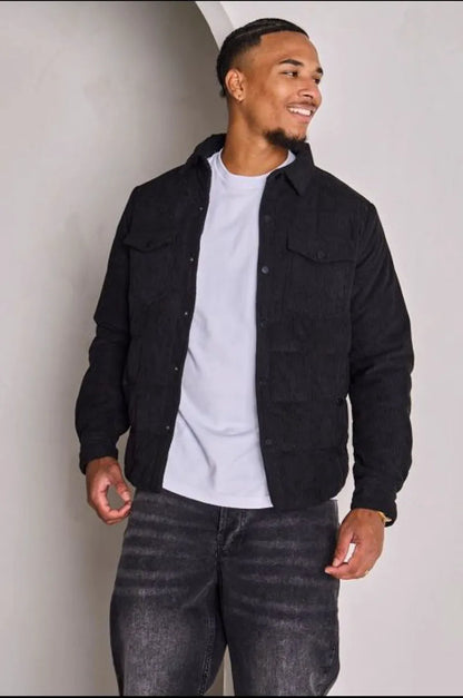 Black quilted and ribbed jacket