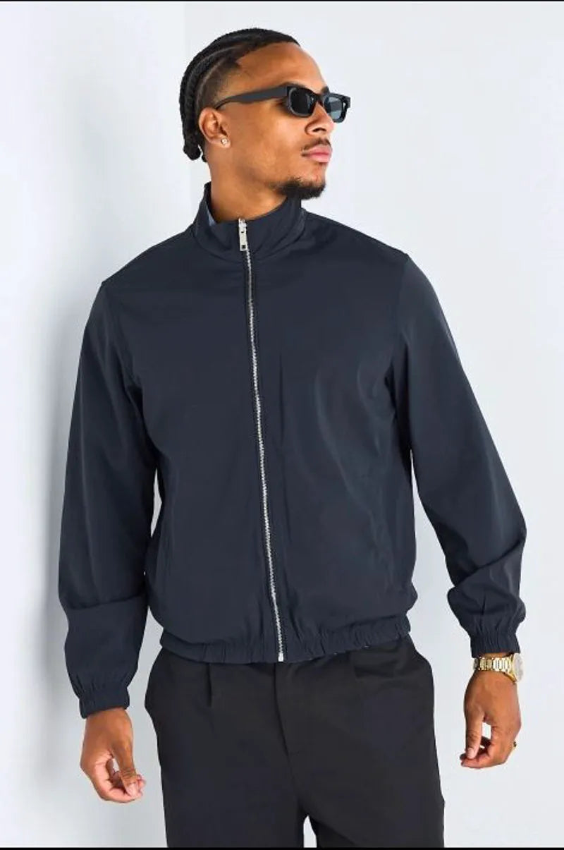 Veste réversible bleu marine à intérieur gris foncé