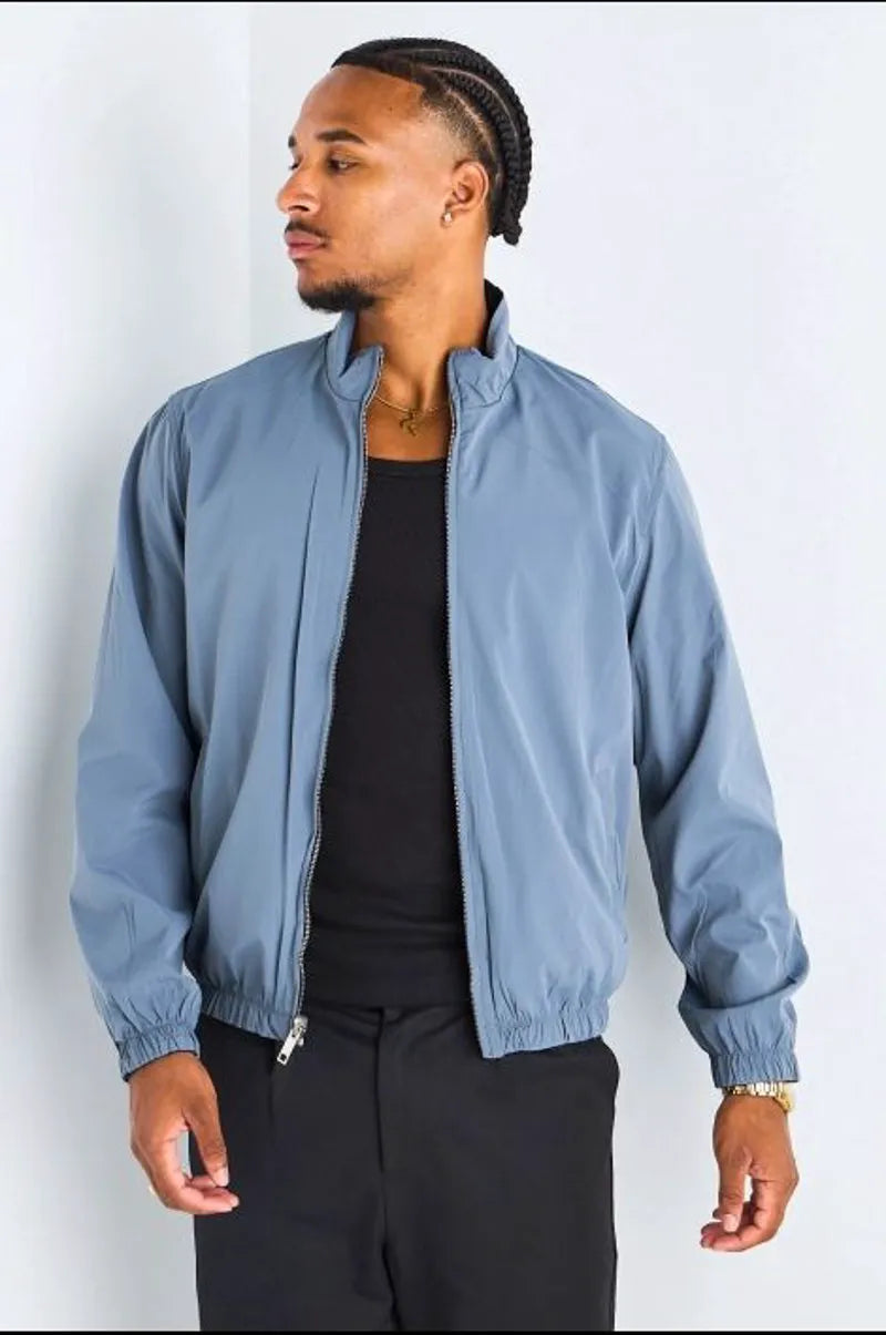 Veste réversible bleu marine à intérieur gris foncé