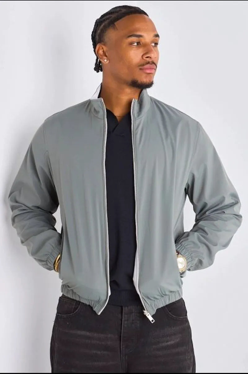 Veste réversible verte à intérieur gris clair