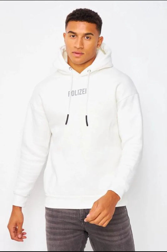 White "polizei" hooded sweatshirt