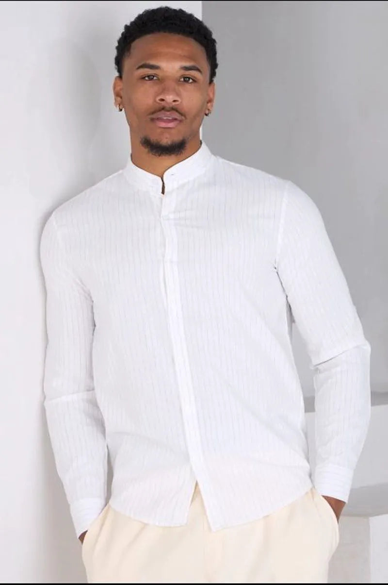 White striped long-sleeve shirt